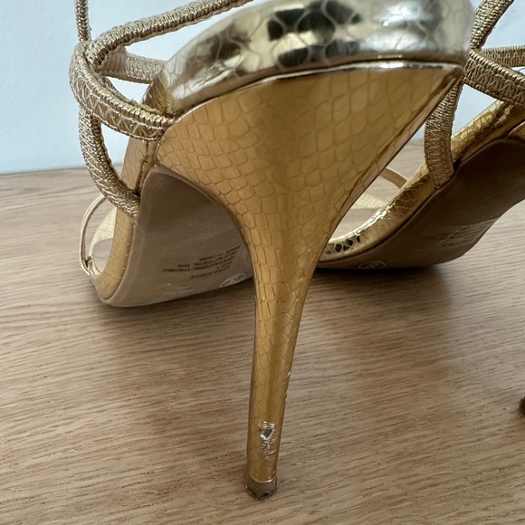 Lulus Adelle Light Gold Snake Embossed Ankle
Strap Heels - Picture 7 of 7